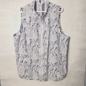 Chico's Sleeveless Blouse Paisely Abstract Print Reversible‎ Striped Size 4 2X